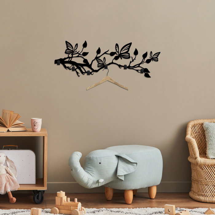 Wallity Butterfly World Gancho de Pared Metálico Negro